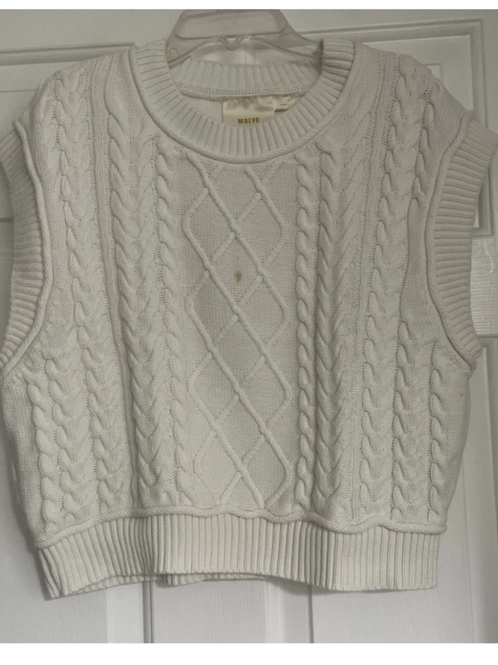 Anthropologie Maeve Cream Cable Knit Sweater Vest